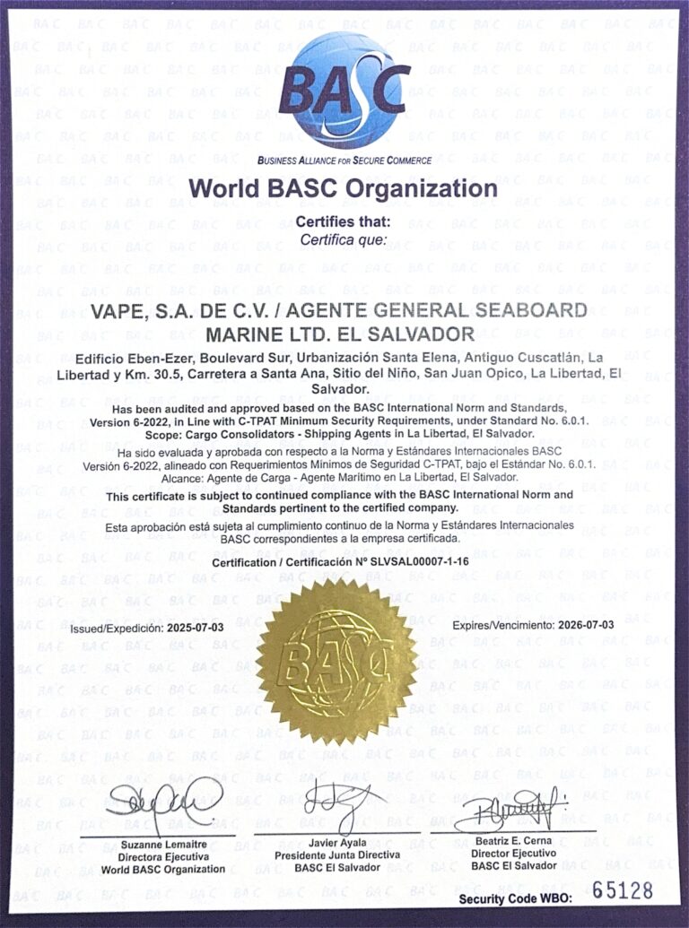 CERTIFICADO BASC-VAPE 2025